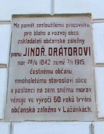 Pamětní deska Orator a obč.záložna 60 let 1930
